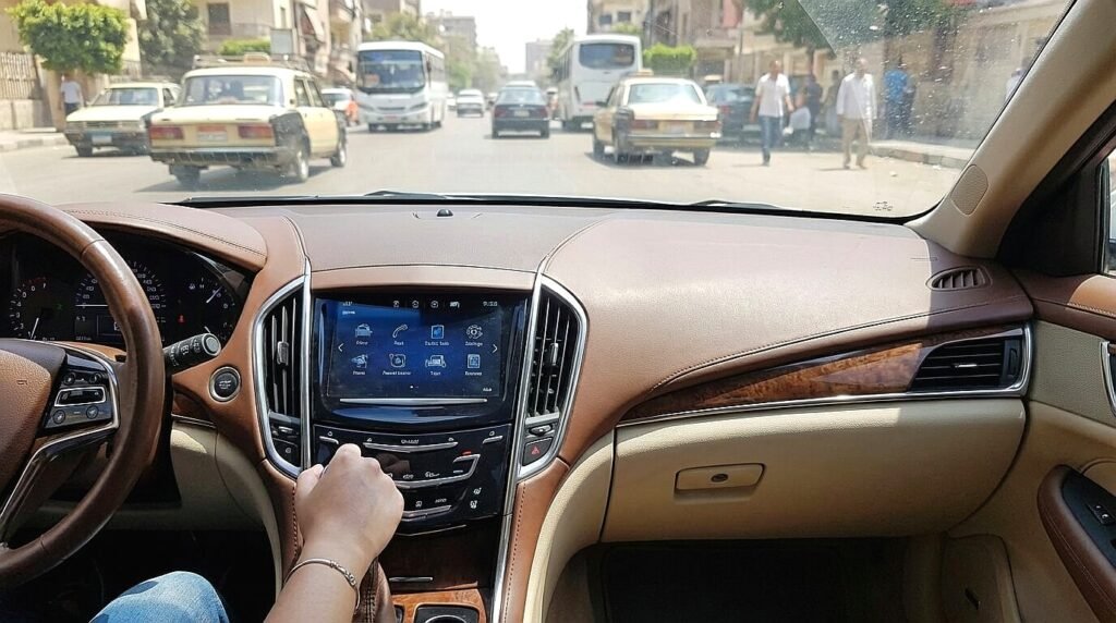 بنت مبتدئة تقود سيارة كيا بيكانتو أوتوماتيك مستعملة براحة تامة في شوارع مصر