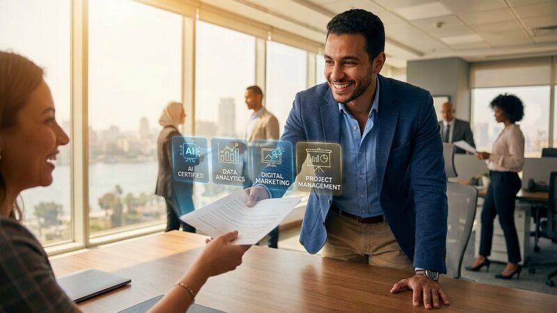 ​نموذج سيرة ذاتية احترافية مدعمة بـ كورسات في السيرة الذاتية تُبهر مدير الموارد البشرية وتضمن القبول.