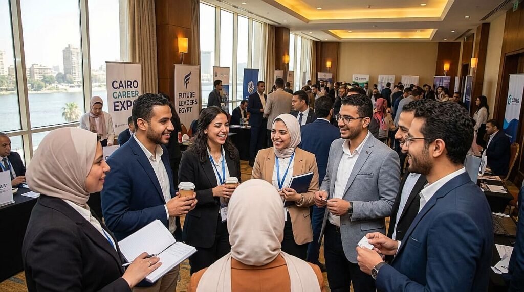 شباب يبحثون عن فرص عمل في ملتقى توظيفي بالقاهرة