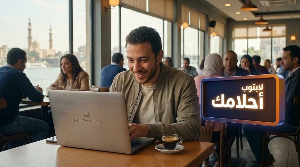 شاب مصري يستخدم لابتوب استيراد قوي في عمله