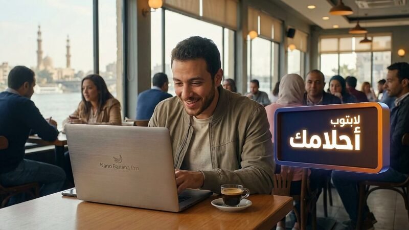 شاب مصري يستخدم لابتوب استيراد قوي في عمله