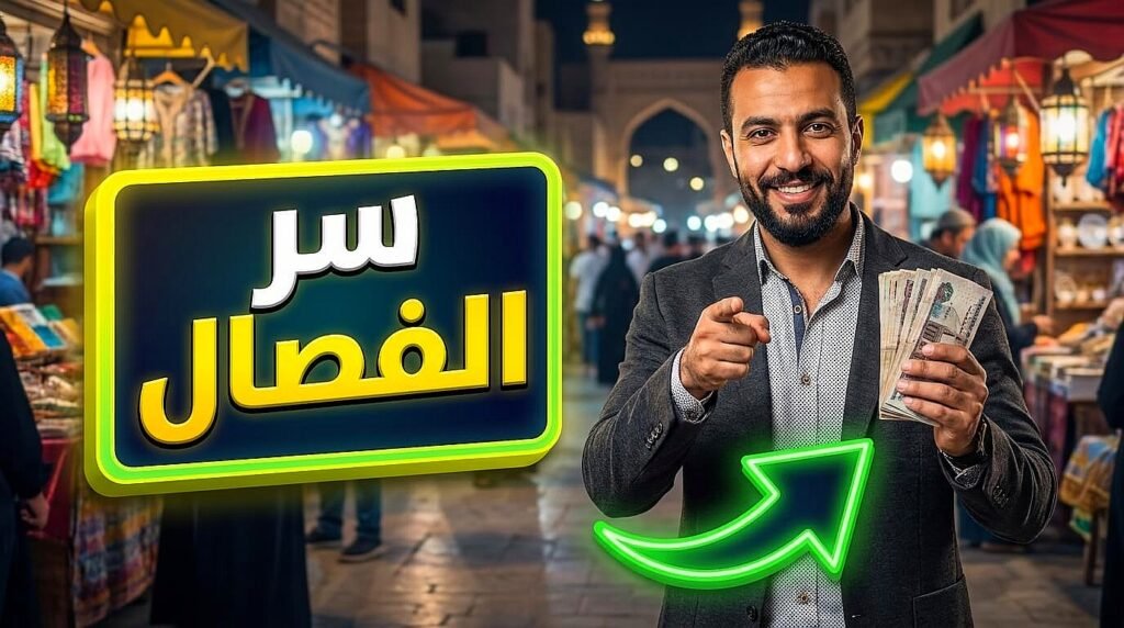 شاب مصري يمسك النقود وصورة مصغرة جذابة تشرح أسرار التفاوض على السعر في البيع والشراء