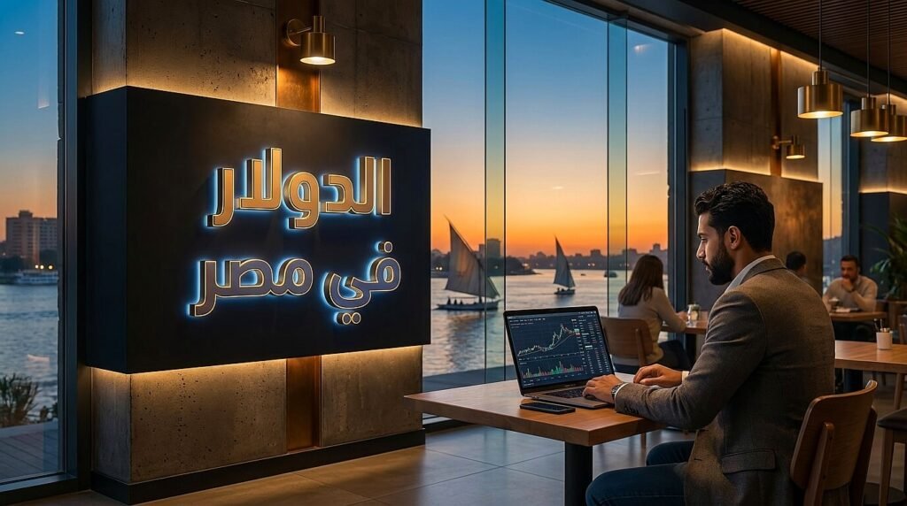 شاب مصري يتابع استثماراته وتأثير سعر الدولار في مصر على الإنترنت