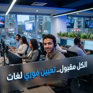 موظف خدمة عملاء في شركة عالمية يوضح أن وظائف كول سنتر لغات متاحة للجميع بالقبول الفوري.