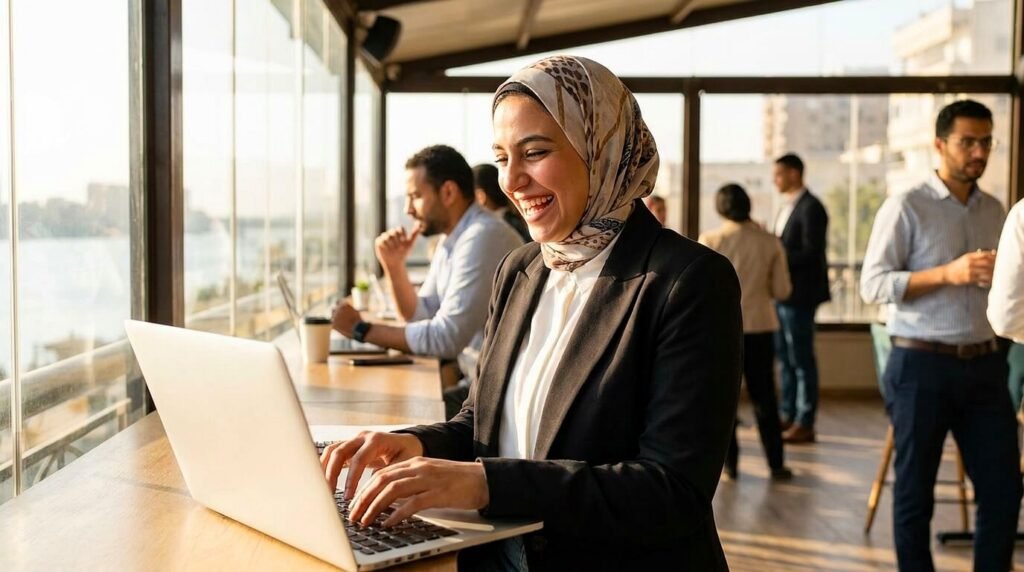 شابة مصرية تعمل عبر الإنترنت لزيادة دخلها ومواجهة نسبة التضخم في مصر