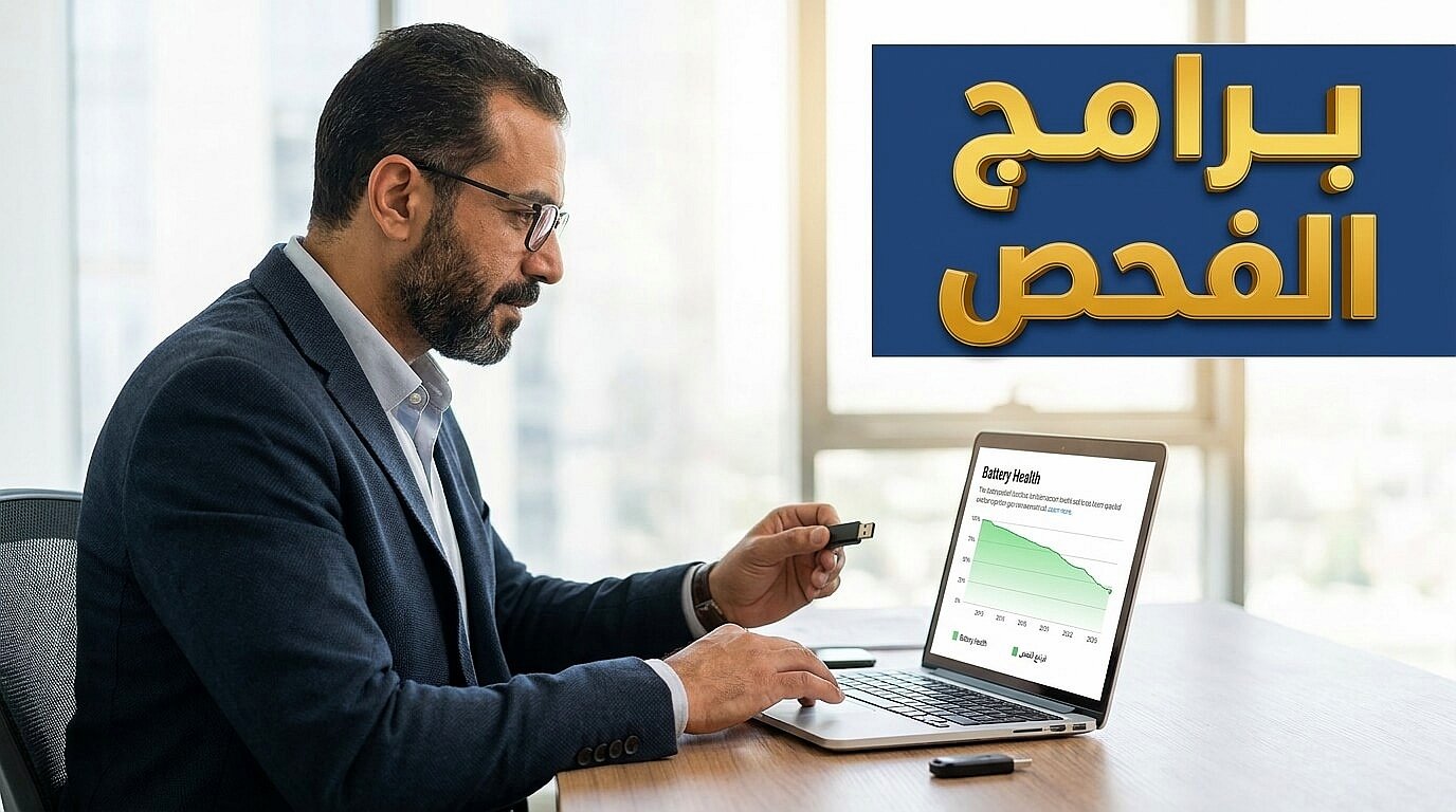 استخدام الفلاشة لفحص الهارد والبطارية عند شراء لابتوب استيراد
