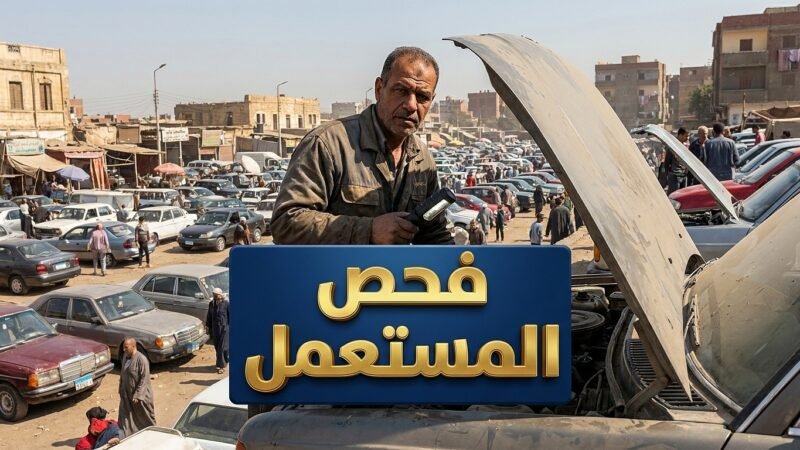 خبير يقوم بعملية فحص السيارات المستعملة لاكتشاف الحوادث