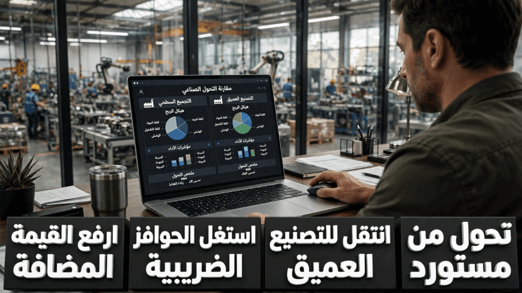 استراتيجية الانتقال من التجميع إلى التصنيع العميق لرفع القيمة المضافة والأرباح.
