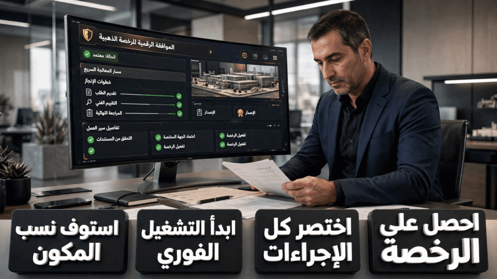 مميزات الحصول على الرخصة الذهبية لتسريع إجراءات وتراخيص المصانع الجديدة.
