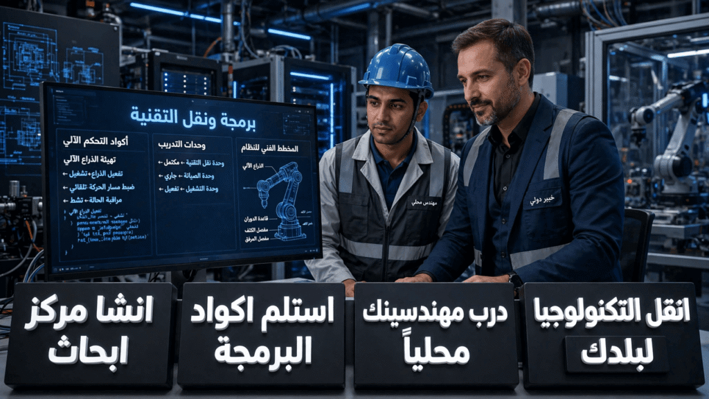 أهمية عقود نقل المعرفة والتدريب الفني للكوادر المحلية في المصانع الناشئة.

