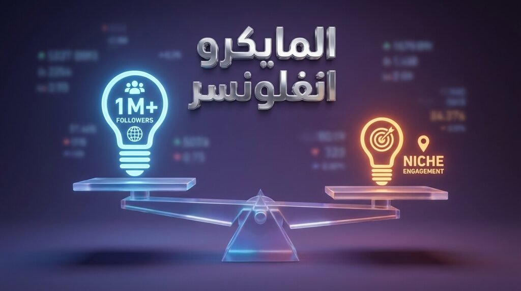 مقارنة بصرية توضح أهمية المايكرو انفلونسر في حملات التسويق عبر المؤثرين