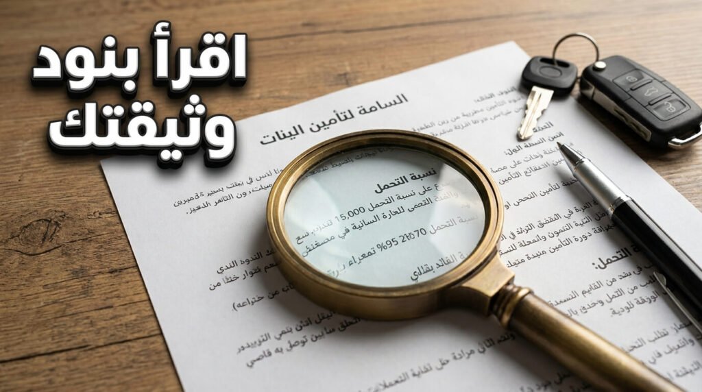 وثيقة تأمين السيارات الشامل مفتوحة على بند نسبة التحمل