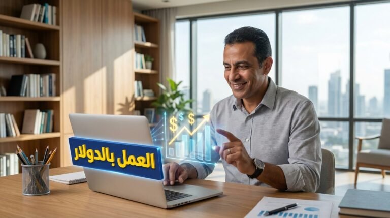 شاب مصري يجهز مكتبه المنزلي للبدء في رحلة العمل عن بعد بالدولار