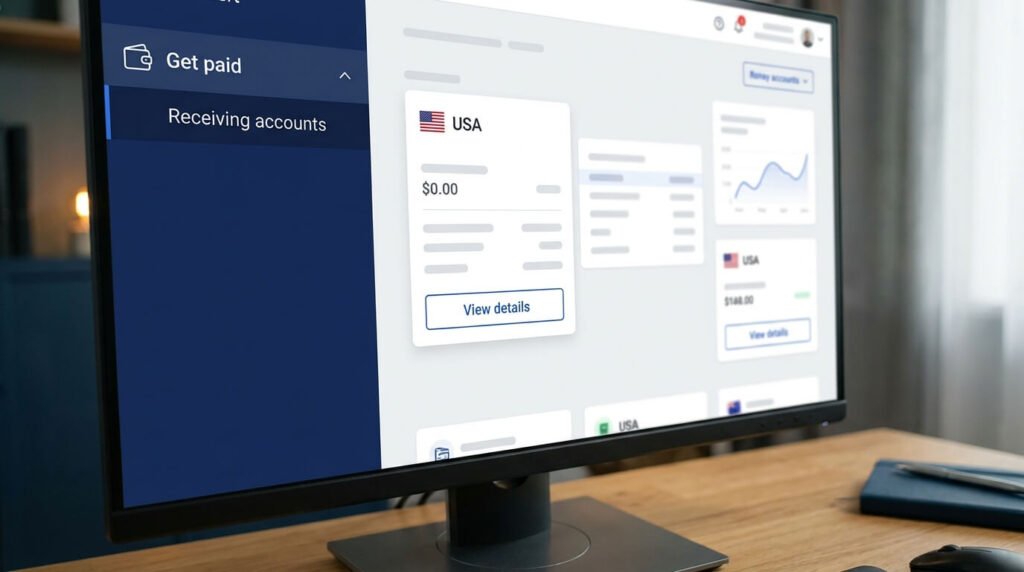 شرح واجهة موقع بايونير وكيفية الوصول لقائمة حسابات الاستقبال للحصول على رقم الحساب البنكي الأمريكي