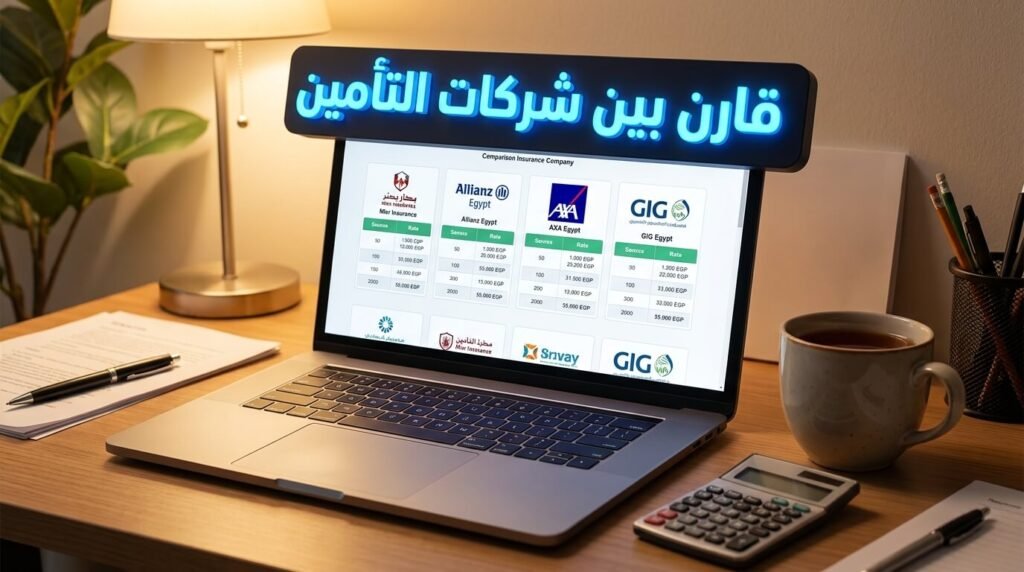 شاب يقارن بين شركات تأمين السيارات الشامل عبر الإنترنت