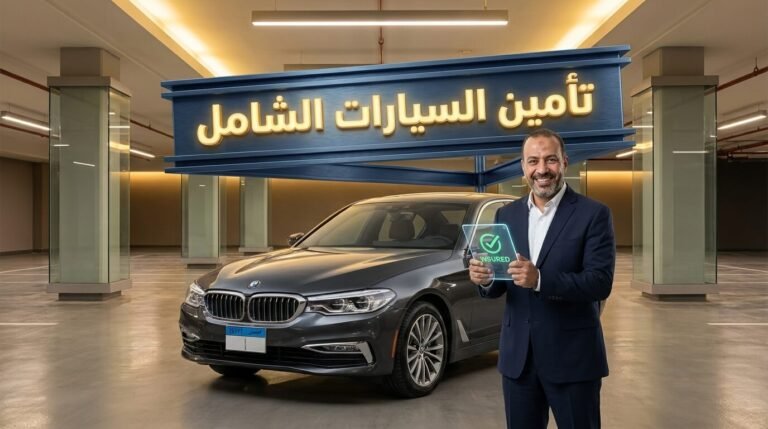تأمين السيارات الشامل: 8 خطوات ذهبية لحماية عربيتك وأعصابك في مصر رجل مصري يحمل وثيقة تأمين السيارات الشامل بجانب سيارته المؤمنة
