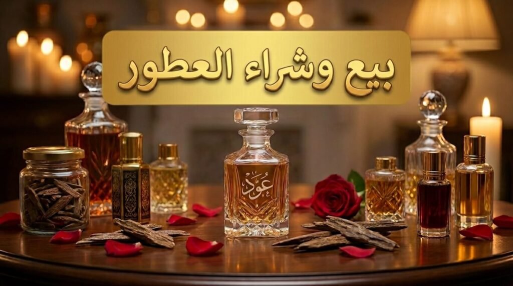زجاجة عطر شرقي فاخر مع نص ثلاثي الأبعاد بيع وشراء العطور