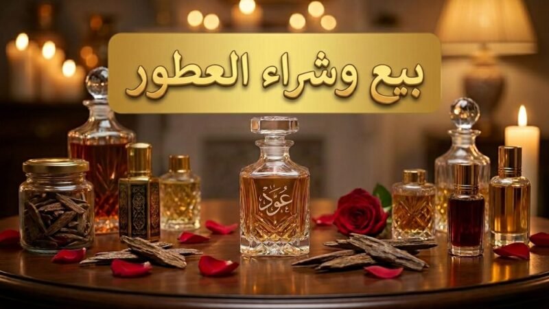 زجاجة عطر شرقي فاخر مع نص ثلاثي الأبعاد بيع وشراء العطور