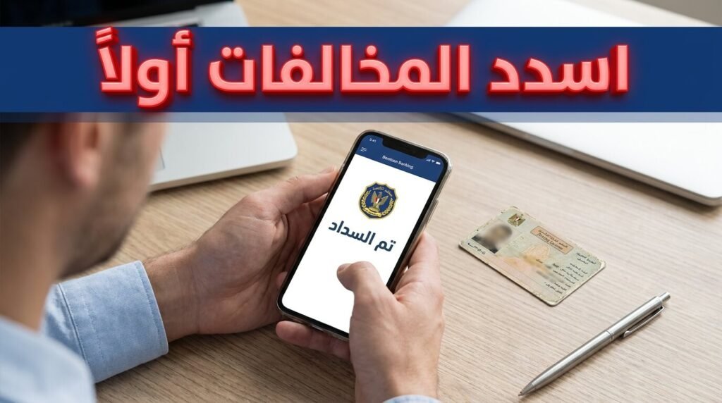 مواطن يسدد مخالفات المرور إلكترونياً لتجديد رخصة القيادة
