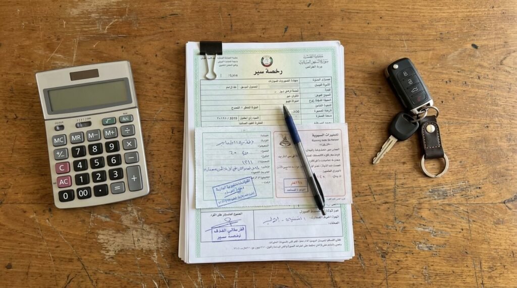 شرح البنود الأساسية لحساب الرسوم والضرائب المطلوبة لتجديد تراخيص المرور وتجنب النصب