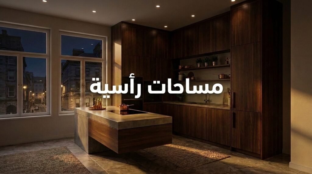 تقفيل دواليب المطبخ حتى السقف لاستغلال المساحة الرأسية وتجنب الكراكيب في ديكور شقة صغيرة.

