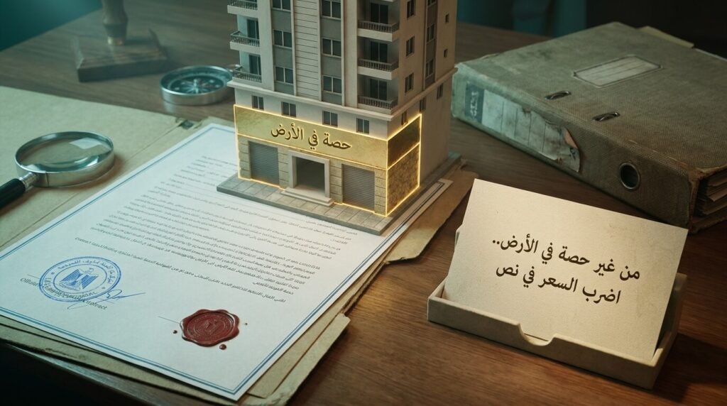 استغلال النواقص القانونية وغياب الحصة في الأرض وتسلسل الملكية لتخفيض سعر العقار أثناء شراء شقة.
