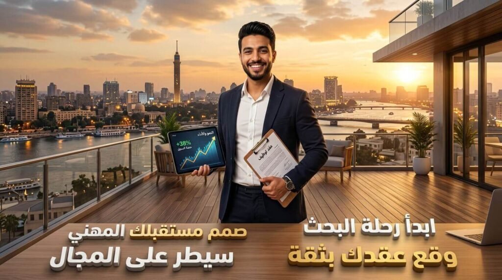 ميديا باير مصري واثق يوقع عقد عمل دائم في القاهرة كدليل على نجاح البحث عن وظائف خالية.