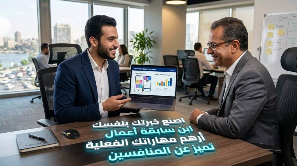 تصميم وعرض سابقة أعمال (Portfolio) احترافية عبر المنصات كدليل عملي لإثبات مهاراتك الفعلية في سوق وظائف خالية.
