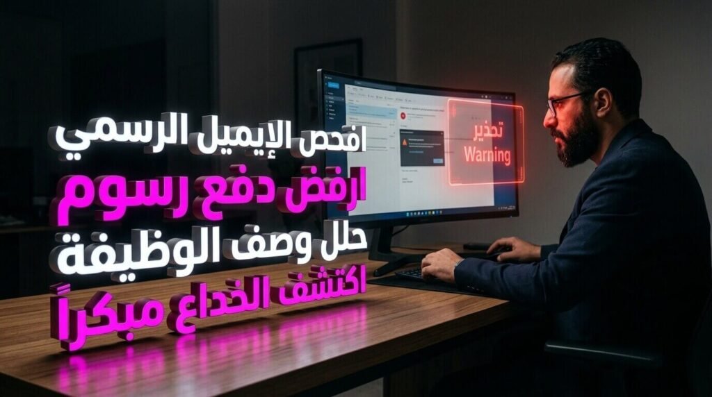 فحص الإيميل الرسمي ورفض دفع الرسوم من أهم قواعد كشف إعلانات أي وظائف وهمية مبكراً.
