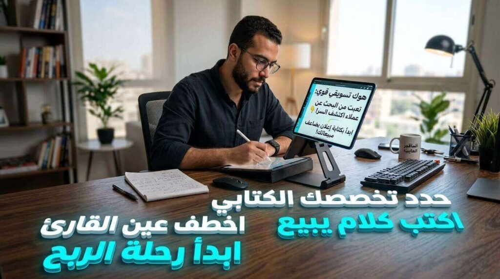 تحديد التخصص وخطف عين القارئ بكلام يبيع كأول خطوة في رحلة الربح من كتابة المحتوى.
