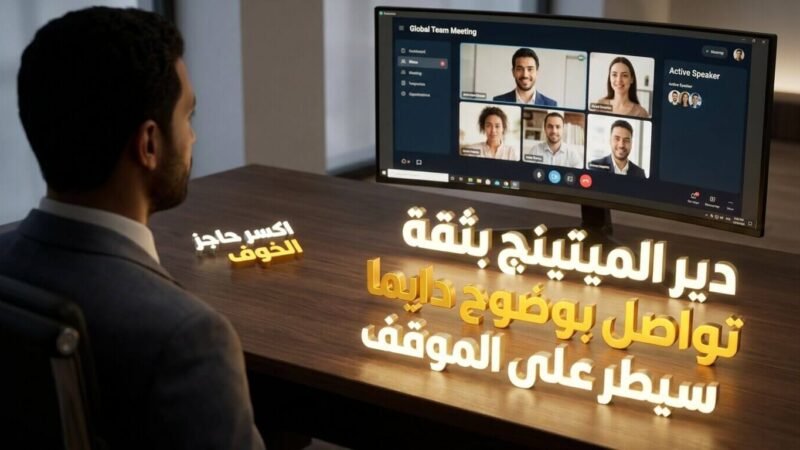 موظف مصري يدير ميتينج مع أجانب بثقة عالية بعد إتقان أساسيات إنجليزي بيزنس.