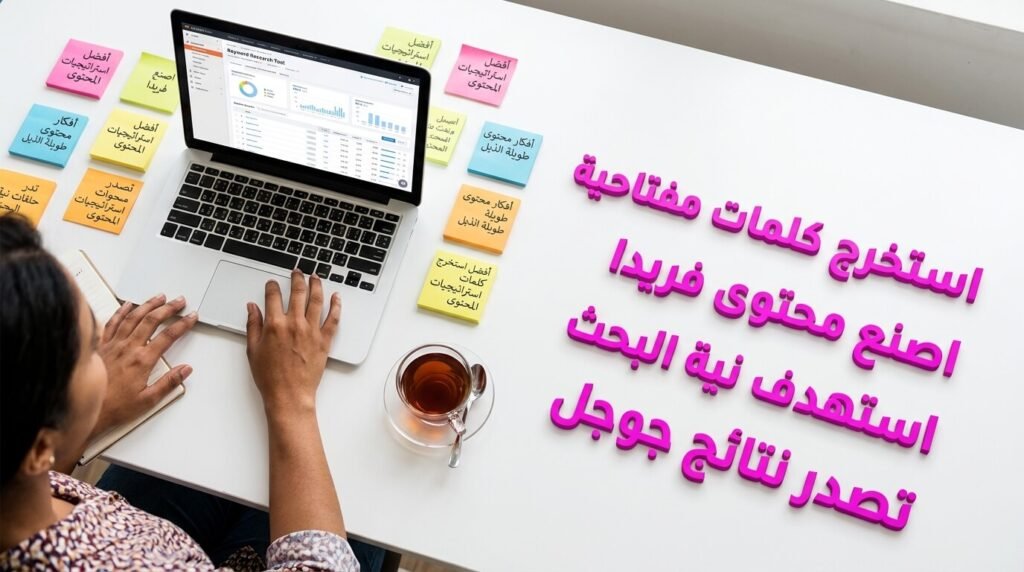 استخراج الكلمات المفتاحية وتحليل نية البحث لصياغة محتوى قوي يتصدر نتائج جوجل باحترافية.
