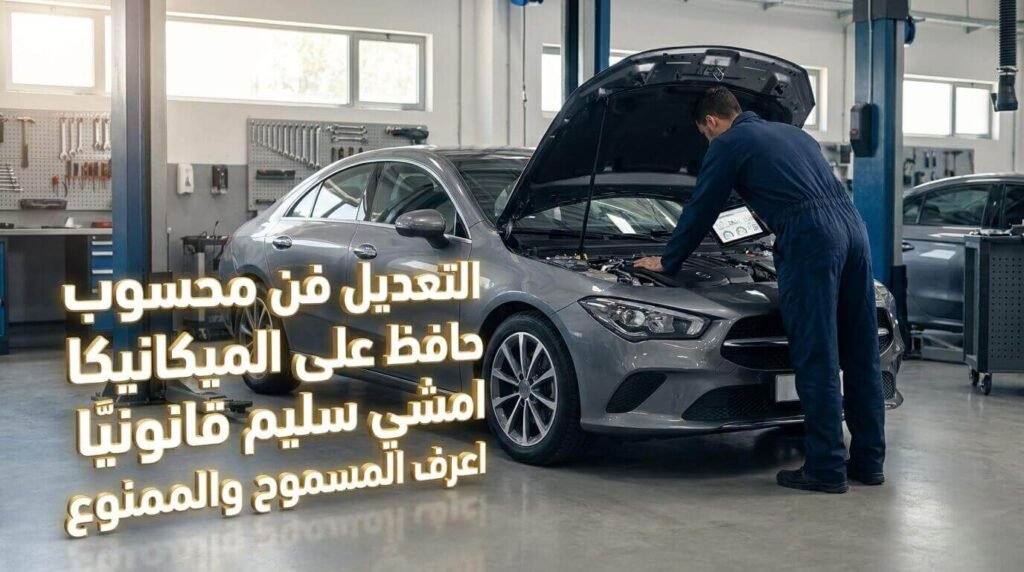 ميكانيكي يفحص محرك السيارة لضمان الحفاظ على الميكانيكا ومعرفة المسموح والممنوع في تعديل السيارات.