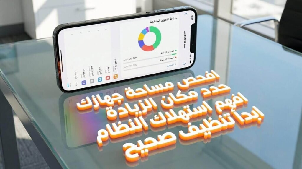 تحليل مساحة التخزين من إعدادات الموبايل لمعرفة الأسباب الحقيقية وراء رسالة ذاكرة الهاتف ممتلئة.
