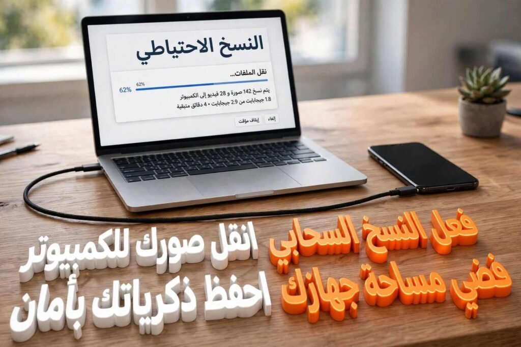 نقل الصور والفيديوهات للكمبيوتر والنسخ السحابي لإنقاذ مساحة الموبايل وحل أزمة ذاكرة الهاتف ممتلئة.
