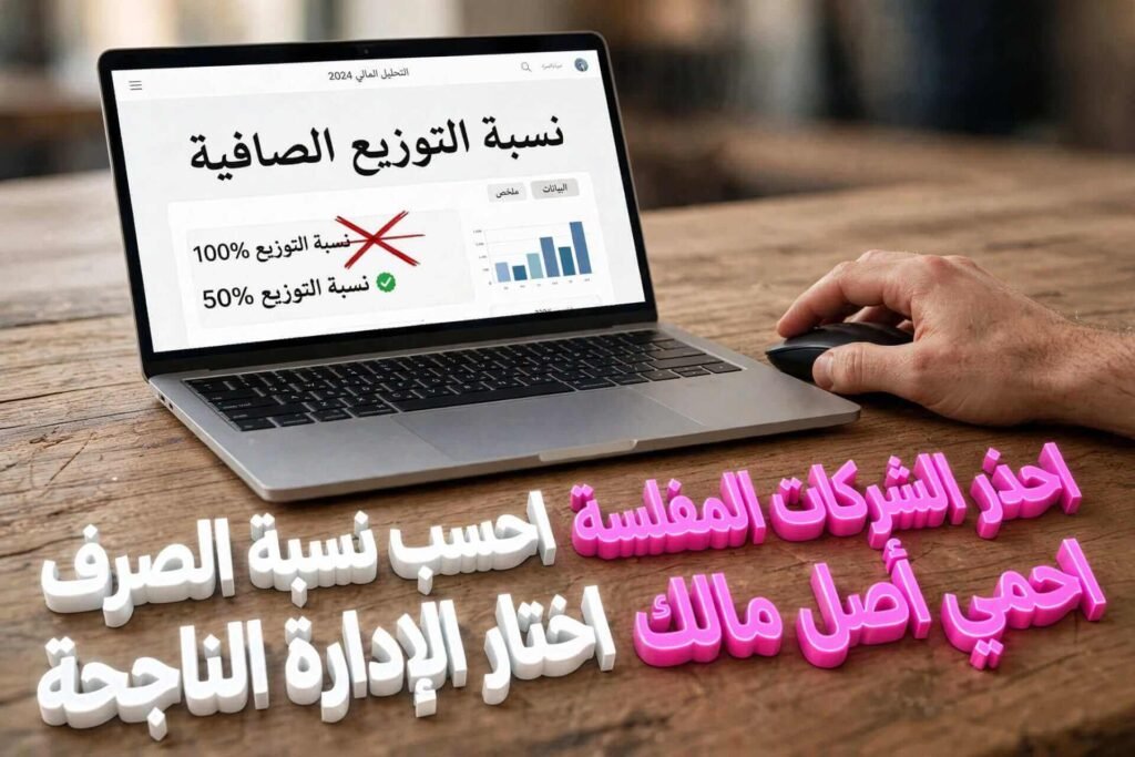 حساب نسبة الصرف لاختيار الشركات القوية مالياً وتجنب الشركات المفلسة في استراتيجية توزيعات الأرباح.