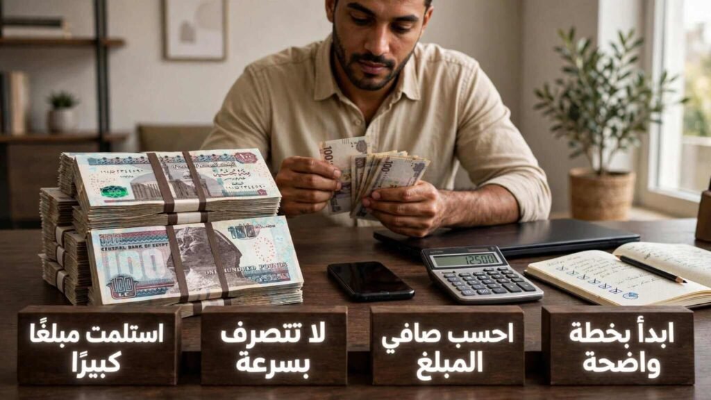 صورة بارزة تشرح الخطوات العملية لإدارة المبلغ بعد استلام المستحقات وحمايته من التبخر.