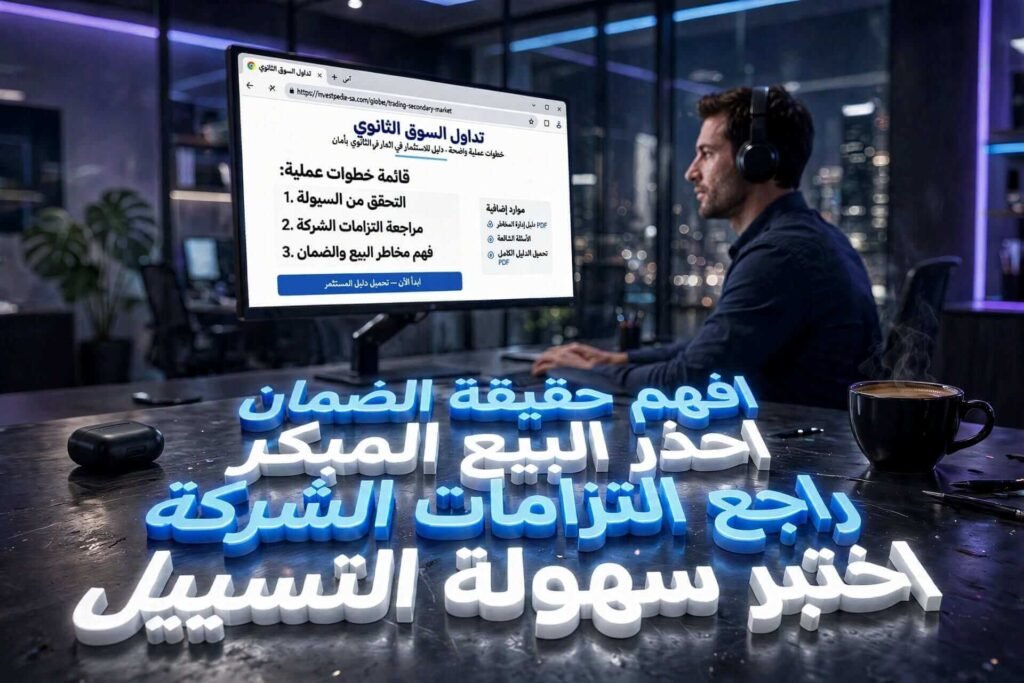 اختبار سهولة تسييل الأموال والحذر من مخاطر البيع المبكر في السوق الثانوي عند الاستثمار في الصكوك الإسلامية.