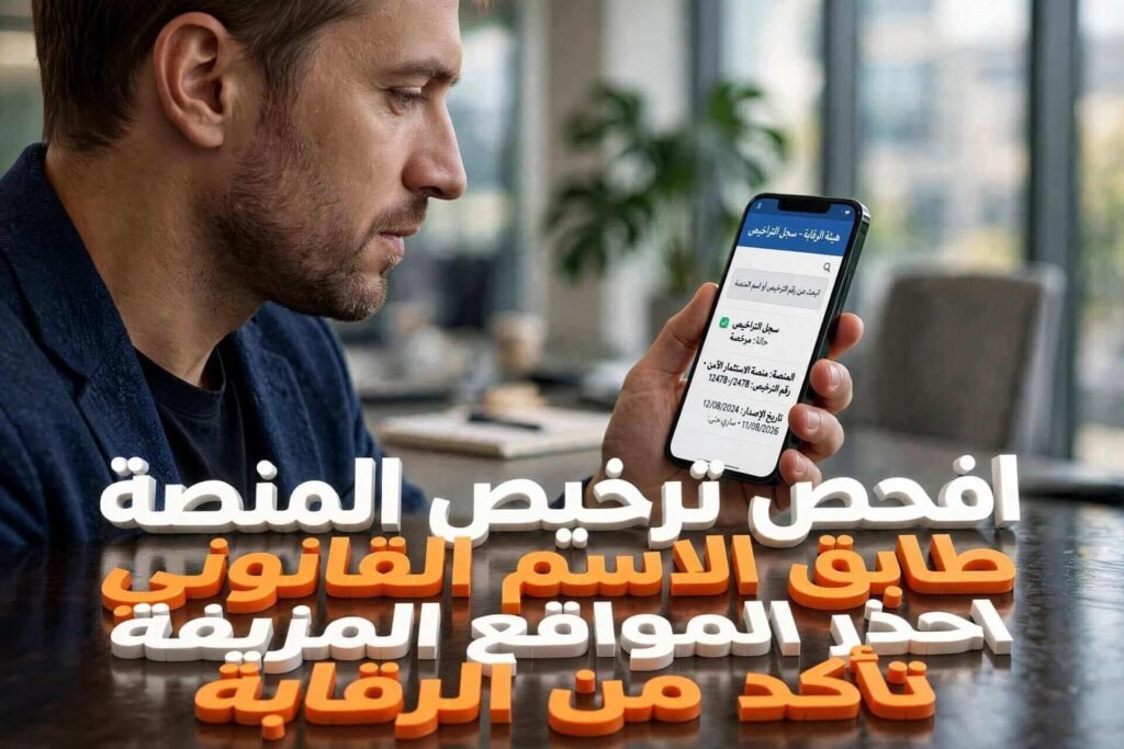 فحص ترخيص منصة التداول في سجلات الهيئات الرقابية لتجنب المواقع المزيفة وشركات التداول الإلكتروني النصابة.